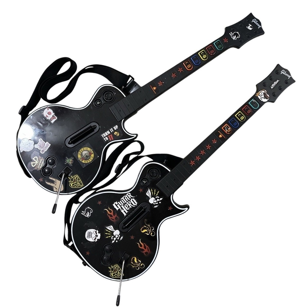 2 x Gibson Les Paul Guitar Hero Guitar PlayStation PS2 PS3 No Dongle
